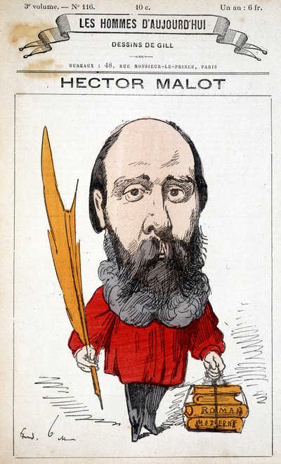 हेक्टर मालोट द्वारा कार्टून, फ्रांसीसी लेखक (1830-1907) - गिल द्वारा, "लेस होम्स डी'टुडे" में द्वारा एंड्रयू गिल