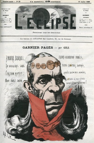 लुई एंटोनी गार्नियर-पेज (गार्नियर पेज) (1803-1878), फ्रांसीसी राजनीतिज्ञ। गिल द्वारा "" L'Eclipse"" में कवर, जुलाई १९ द्वारा एंड्रयू गिल