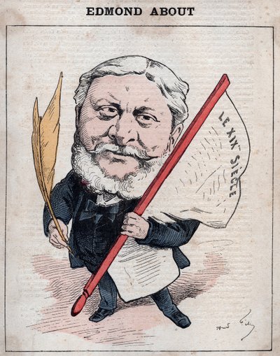 एडमंड फ्रेंकोइस वैलेन्टिन के पोर्ट्रेट के बारे में (1828-1885) फ्रांसीसी लेखक, पत्रकार और कला समीक्षक आंद्रे गिल द्वारा कैरिकेचर, "लेस होम्स डी'टुडे", पेरिस में द्वारा एंड्रयू गिल