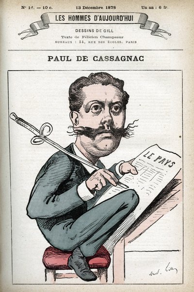 पॉल ग्रेनियर डी कैसग्नैक (1842-1902) का पोर्ट्रेट, फ्रांसीसी राजनीतिक पत्रकार। गिल, पेरिस द्वारा कार्टून। द्वारा एंड्रयू गिल
