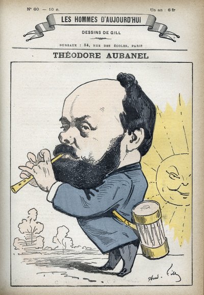 थियोडोर औबनेल (1829-1886) का पोर्ट्रेट, फ्रांसीसी प्रिंटर और प्रोवेनकल कवि। गिल, पेरिस द्वारा कार्टून। द्वारा एंड्रयू गिल