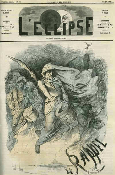 अनुस्मारक, पॉल महलिन द्वारा गीत का चित्रण (1838-1899)। गिल द्वारा "" L'Eclipse" में कवर, 30 मई द्वारा एंड्रयू गिल