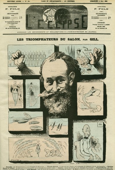 सैलून के विजयी, या अनुपस्थिति की विजय एडौर्ड मानेट (1832-1883), फ्रांसीसी चित्रकार द्वारा। गिल द्वारा "" L'Eclipse" में कवर करें, मई १४ द्वारा एंड्रयू गिल