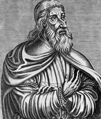 जैक्स डी मोले (1243-1314) का पोर्ट्रेट, फ्रेंच ग्रैंड मास्टर ऑफ़ नाइट्स टेम्पलर, आंद्रे थेवेट द्वारा उत्कीर्ण (1504-1592), 1584 में प्रकाशित द्वारा आंद्रे तिवेट