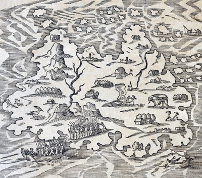 आंद्रे थेवेट (1504-1592), पेरिस द्वारा यूनिवर्सल कॉस्मोलॉजी से उत्कीर्ण ट्रिनिटी द्वीप द्वारा आंद्रे तिवेट