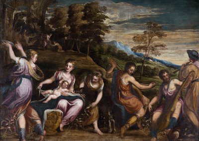 L'enfance de Jupiter - ज्यूपिटर पर शियावोन, एंड्रिया का बचपन (सीए. 1520-1582)। कैनवास पर तेल, आकार: 211x292, सीए 1530-1536, निजी संग्रह द्वारा एंड्रिया शियावोन