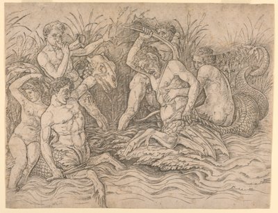 समुद्री देवताओं की लड़ाई, दाहिना आधा भाग द्वारा Andrea Mantegna