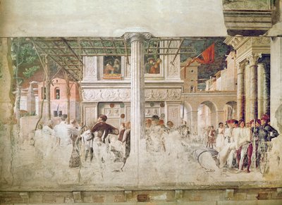 सेंट क्रिस्टोफर की शहादत और उनके शरीर की गति (बहाली से पहले), c.1450-56 द्वारा एंड्रिया मेंटेग्ना