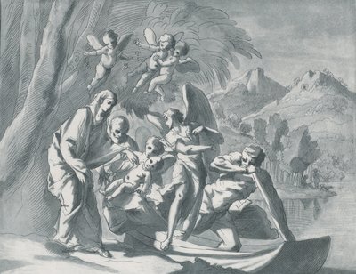 मिस्र में उड़ान पर आराम, 1740-71। द्वारा एंड्रिया स्केशियाटी