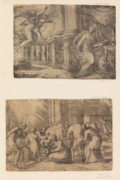 घोषणा, चरवाहों की आराधना, सीए के बाद। 1552। द्वारा एंड्रिया शियावोन