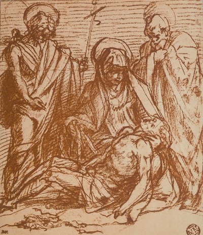 विराजे हथियारों में मृत मसीह (पिएटा) द्वारा एंड्रिया डेल सार्तो