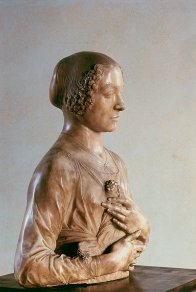 एक गुलदस्ता के साथ महिला, c.1475-80 (संगमरमर) द्वारा Andrea del Verrocchio