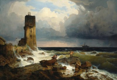A.Achenbach, प्रकाश स्तंभ के साथ महान नौसेना द्वारा एंड्रियास अचेनबैक