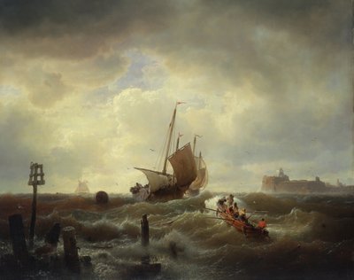 1850 में हेल्लेवेटसुलेज़ पर हार्बर में प्रवेश द्वारा Andreas Achenbach