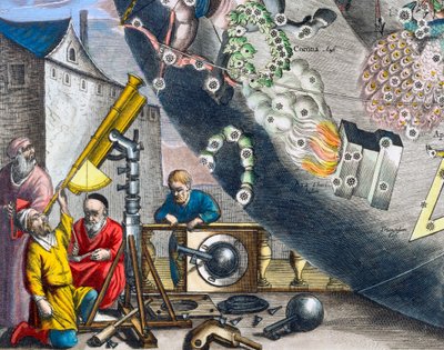 दूरबीन से देख रहे खगोलशास्त्री, 1660-1661 द्वारा एंड्रयू सेलरियस