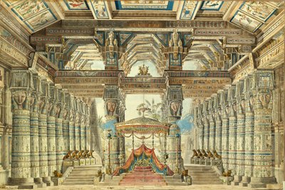 जी। हेंडेल, 1834 द्वारा मिस्र में बैले सीज़र के लिए स्टेज डिजाइन द्वारा एंड्रियास लियोनहार्ड रोलर