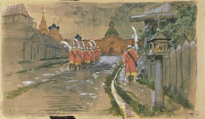 ओल्ड मॉस्को, 1897 में इलिंस्की गेट्स पर स्ट्रेलेट्स पैट्रोल द्वारा आंद्रेई पेट्रोविच रयाबुश्किन