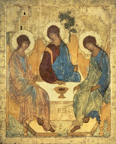 होली ट्रिनिटी, 1420 एस (पैनल पर तापमान) (कॉपी के लिए 40956 देखें) द्वारा Andrei Rublev