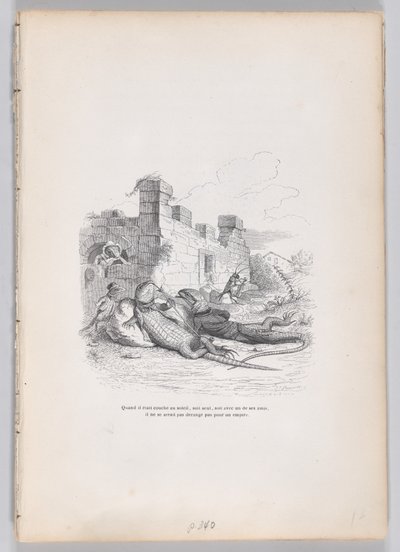 जब वह धूप में सो रहा था... के निजी और सार्वजनिक जीवन के दृश्यों से..., ca. 1837-47। द्वारा एंड्रयू बेस्ट लेलोइर
