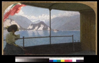 1915 में मैगीगोर झील पर एक नाव द्वारा एंजेलो मोरबेली