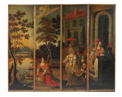 चार गुना डबल साइडेड स्क्रीन, c.1700 द्वारा एंग्लो फ्लेमिश स्कूल