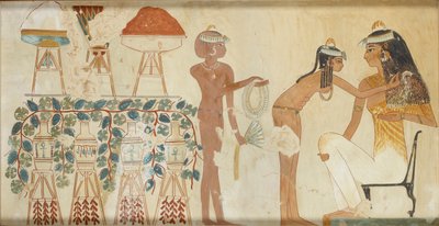 Djeserkeresonb, Thebes I, 1, 69-70, 20वीं शताब्दी के निजी मकबरे 38 से दीवार पेंटिंग की प्रतिलिपि द्वारा अन्ना