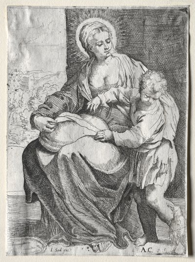 मैडोना, व्हाइट रेवेन के साथ, 1500s। द्वारा एनीबेल कार्रेसी