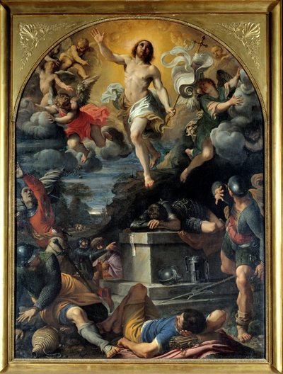 मसीह का पुनरुत्थान। Annibal Carracci Dit Carrache द्वारा पेंटिंग (1560-1609) द्वारा एनीबेल कार्रेसी