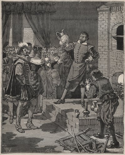 बर्नार्ड पालिसी (1510-1589), फ्रांसीसी विजयी सेरामिस्ट, ओवन से तामचीनी के अपने पहले टुकड़े निकालता है। एडॉल्फे बिटार्ड द्वारा 1880 से "लेस आर्ट्स एट मेटियर्स इलस्ट्रेस" में उत्कीर्णन। द्वारा अनाम अनाम