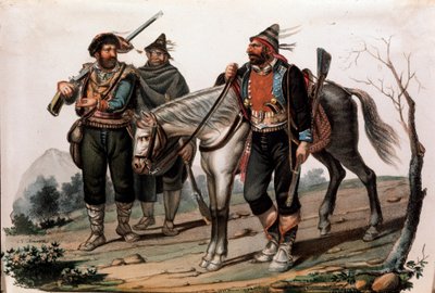 Calabria, इटली में ब्रिगेड। 19वीं सदी की नक्काशी निजी संग्रह द्वारा अनाम अनाम