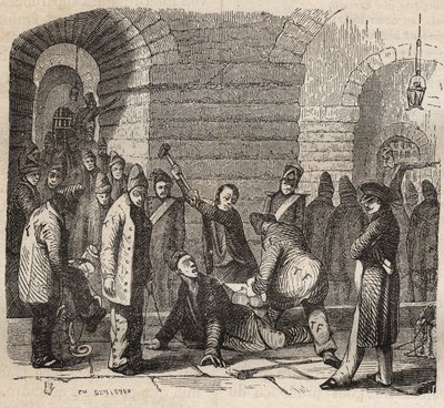 19वीं सदी में रोशफोर्ट बैगन में युग्मन। पियरे ज़ैकोन (1817-1895) (कोलोनिया पेनेल - पेनल कॉलोनी) द्वारा "उनके निर्माण से लेकर आज तक के दोषियों का इतिहास" (1877) में उत्कीर्णन। निजि संग्रह। द्वारा अनाम अनाम