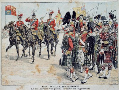 एडवर्ड सप्तम (1841-1910) इंग्लैंड के राजा "लिटिल डायरी" 1905 के निजी संग्रह के शानदार पूरक से स्कॉटिश हाइलैंडर्स चित्रण की समीक्षा करते हैं द्वारा अनाम अनाम
