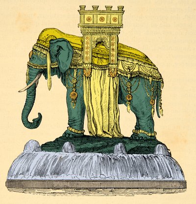 प्लेस डे ला बैस्टिल पर हाथी फव्वारा परियोजना, 1840 में ध्वस्त, उत्कीर्णन, निजी संग्रह द्वारा अनाम अनाम