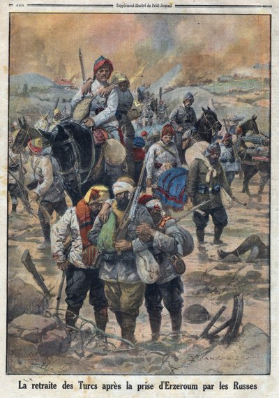 प्रथम विश्व युद्ध 1914-1918 (युद्ध 14-18)। रूसियों द्वारा एरज़ेरम लेने के बाद तुर्कों का पीछे हटना। 27/02/1916 को "" ले पेटिट जर्नल "" में। निजि संग्रह द्वारा अनाम अनाम