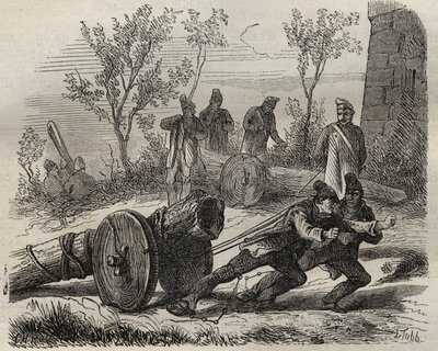 19वीं सदी में टूलॉन बैगन में लकड़हारा लकड़हारा। पियरे ज़ैकोन (1817-1895) (कोलोनिया पेनेल - दंड कॉलोनी) द्वारा "उनके निर्माण से लेकर आज तक दोषियों का इतिहास" (1877) में उत्कीर्णन। निजि संग्रह। द्वारा अनाम अनाम