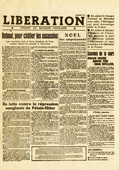 जर्मन बलों के खिलाफ फ्रांसीसी प्रतिरोध - आंदोलनों का प्रतिरोध एक व्यवसाय जर्मन - गुप्त समाचार पत्र - नवंबर 1941 की मुक्ति - प्रतिरोध आंदोलन का गुप्त समाचार पत्र मुक्ति-सूद द्वारा अनाम अनाम