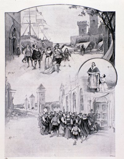 1896 में मिलान में खेले गए एंटोनियो स्कॉन्ट्रिनो द्वारा ओपेरा ला कॉर्टिगियाना के लिए चित्रण द्वारा अनाम अनाम