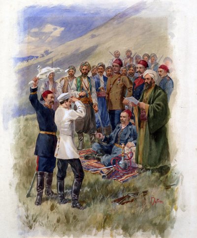 विद्रोह बुलगारे डी'एविल 1876 - अप्रैल विद्रोह 1878। विद्रोहियों के मुख्यालय में बातचीत - बेनामी - 1878 - कागज पर जल रंग - 47x33,8 - निजी संग्रह द्वारा अनाम अनाम