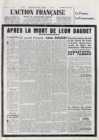 L'Action Francaise - अभिन्न राष्ट्रवाद का अंग - शुक्रवार, 3 जुलाई द्वारा अनाम अनाम
