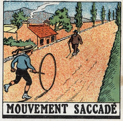 आंदोलन: झटकेदार आंदोलन। एक बच्चा घेरा के साथ खेल रहा है। 1925 से बेनामी चित्रण। निजी संग्रह। द्वारा अनाम अनाम