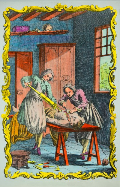 रक्त आंदोलन का अध्ययन करने वाला चिकित्सक: अल्ब्रेक्ट वॉन हॉलर (1708-1777) 1756, निजी संग्रह द्वारा "रक्त की गति और रक्तस्राव के प्रभावों पर संस्मरण" का अग्रभाग द्वारा अनाम अनाम