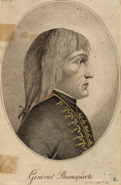 "" जनरल नेपोलियन बोनापार्ट का पोर्ट्रेट (1769-1821) "" अनाम उत्कीर्णन 1796 मंद 19.2x12.5 सेमी निजी संग्रह द्वारा अनाम अनाम