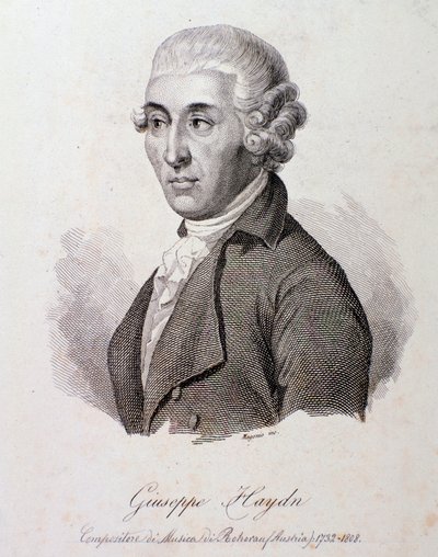 ऑस्ट्रियाई संगीतकार जोसेफ हेडन का पोर्ट्रेट (1732-1809) उत्कीर्णन। 19वीं सदी का निजी संग्रह द्वारा अनाम अनाम