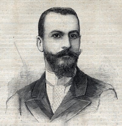 कासिमिर मैस्त्रे का पोर्ट्रेट (1867-1957) अफ्रीका में फ्रांसीसी खोजकर्ता। "" ले प्यूट पेरिसियन "" में उत्कीर्णन द्वारा अनाम अनाम