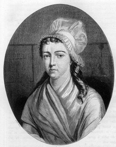 चार्लोट कॉर्डे का पोर्ट्रेट (1768 - 1793) - 1863 से ड्यूप्रे डे ला माहेरी द्वारा "ले लिवरे रूज - हिस्टोइरे डी ल'चफौद एन फ्रांस" में उत्कीर्णन। निजि संग्रह। द्वारा अनाम अनाम