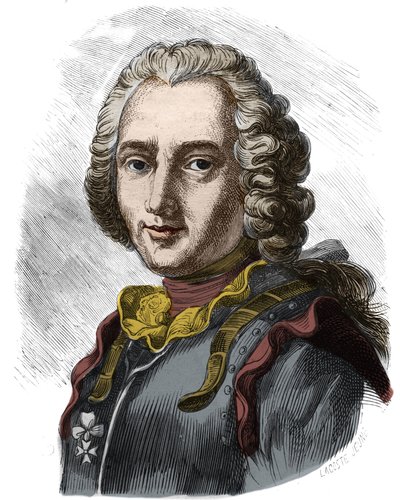 क्लाउड का पोर्ट्रेट, नाइट फ़ोरबिन की गिनती (1656 - 1733) फ्रांसीसी नाविक। 19वीं सदी की नक्काशी। निजि संग्रह। द्वारा अनाम अनाम