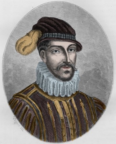 गेब्रियल डी लॉर्गेस का पोर्ट्रेट, काउंट ऑफ़ मोंटगोमरी (1530-1574) - 1863 से ड्यूप्रे डे ला माहेरी द्वारा "ले लिवर रूज - हिस्टोइरे डी ल'चफौड एन फ्रांस" में उत्कीर्णन। निजि संग्रह। द्वारा अनाम अनाम