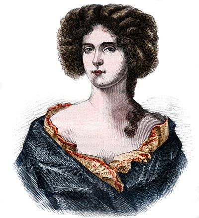 लुईस डी केरौल (1649-1734), डचेस ऑफ पोर्ट्समाउथ और चार्ल्स II की मालकिन (1630-1685) का पोर्ट्रेट। डॉ. थ-एफ द्वारा "विश्व के लोगों में प्राचीन काल से लेकर आज तक वेश्यावृत्ति और दुर्बलता का इतिहास" में उत्कीर्णन। देब्रे। 1879. द्वारा अनाम अनाम