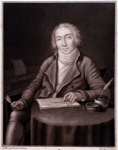निकोलस मैरी डलायराक का पोर्ट्रेट (1753-1809) अंग्रेजी संगीतकार एनग्रेविंग। 19 वी सदी। निजि संग्रह द्वारा अनाम अनाम