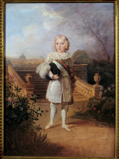 रोम के राजा नेपोलियन द्वितीय, सम्राट नेपोलियन I (1769-1821) के बेटे, रीचस्टेड के ड्यूक, ट्यूलरीज के राजा के बगीचे में पर्मा के राजकुमार (1811-1832) का पोर्ट्रेट। अनाम पेंटिंग। 19वीं सदी का निजी संग्रह द्वारा अनाम अनाम